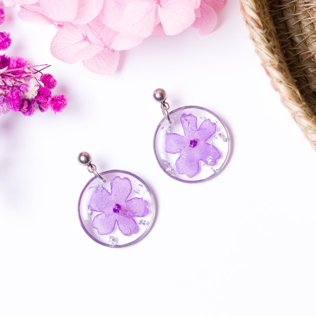 Round Flower Dangling Studs