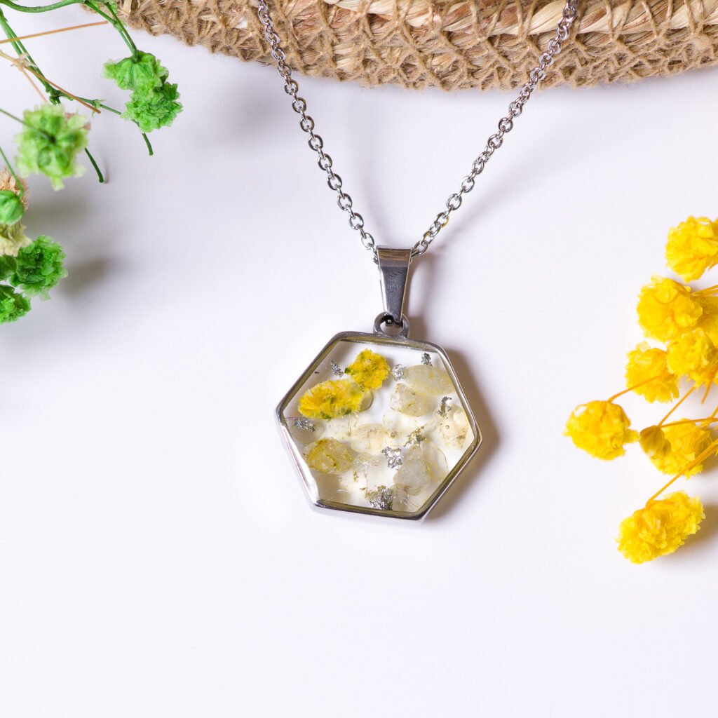 Hexagon Citrine Necklece