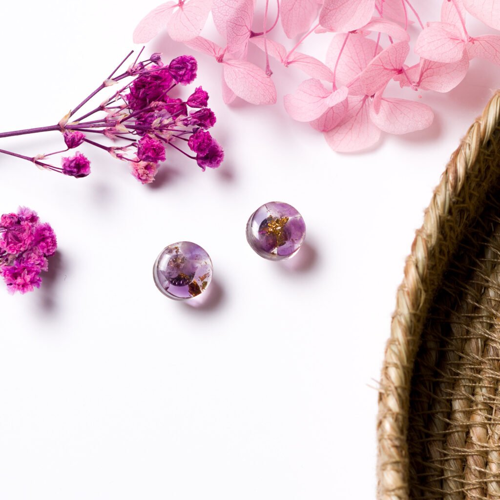 Round Amethyst Studs
