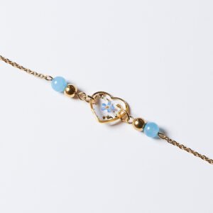 Aquamarine Heart Forget-Me-Not Bracelet