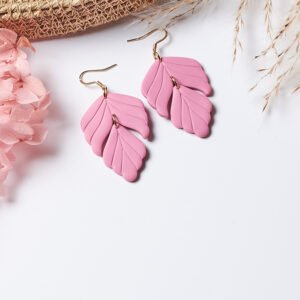 Dusty Pink Leaf Dangle Earrings
