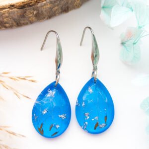 Blue Dandelion Dream Drop Earrings