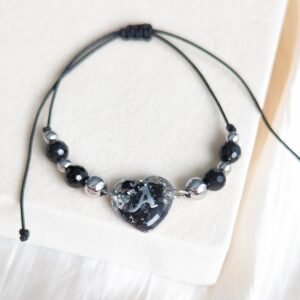 Personalised Black Tourmaline Heart Bracelet