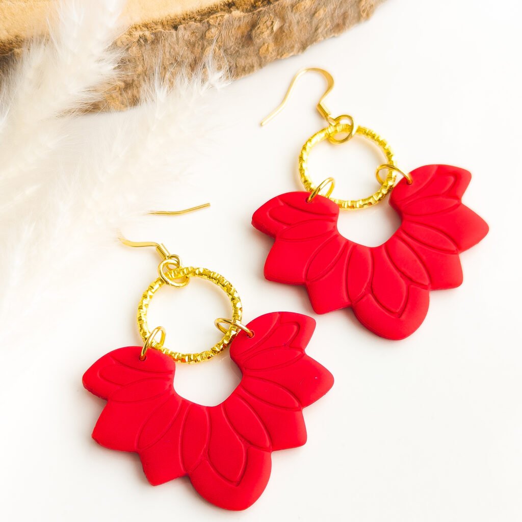 Red Clay Blossom Earrings﻿