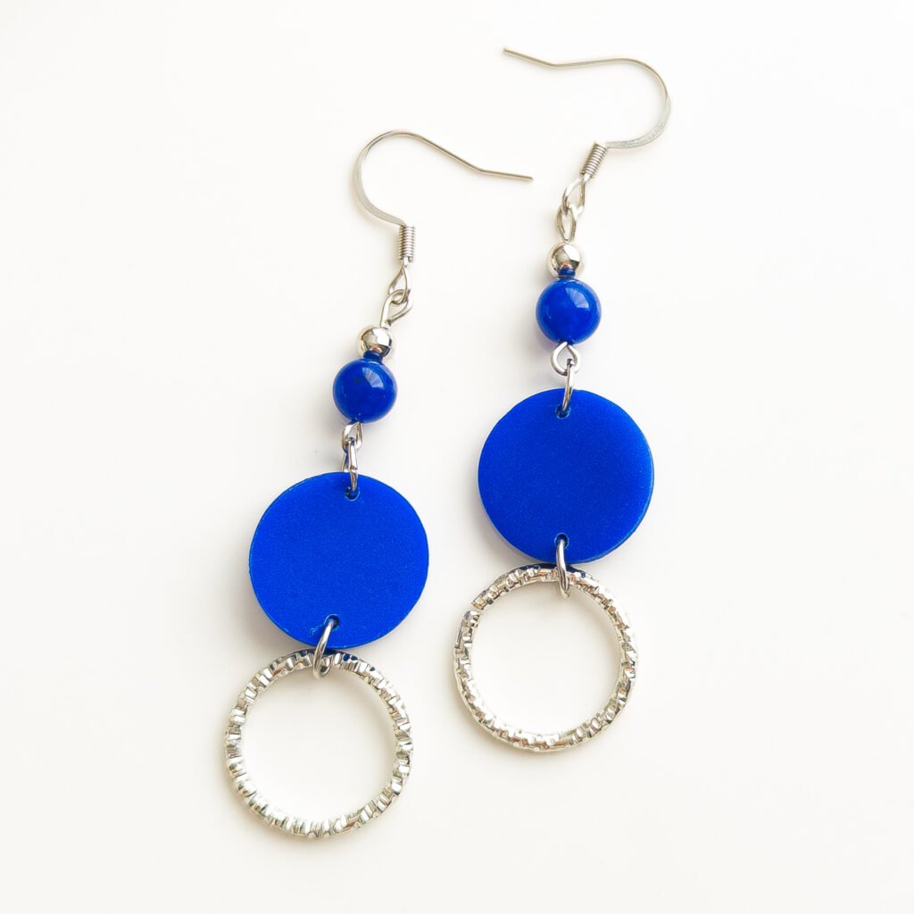 Cobalt Polymer Clay Circle Drops