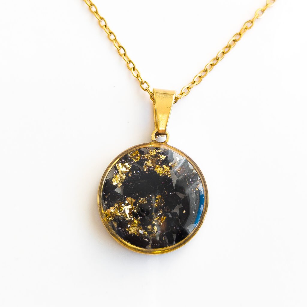 Golden Night Sky Black Tourmaline Necklace
