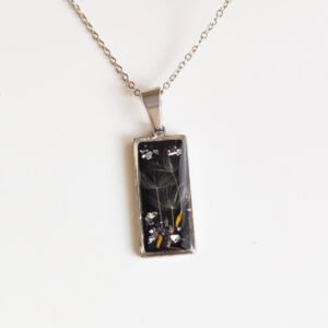 Black Dandelion Seed Pendant Necklace