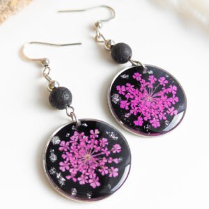 Pink Wild Blossom Lava Earrings