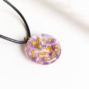 Amethyst and Gold Flake Pendant Necklace