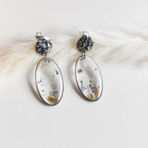 Oval Dandelion Stainless Steel Earrings