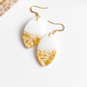 White-Gold Resin Earrings