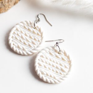 White Knitted Sweater Earrings
