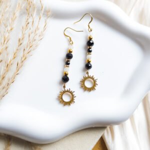 Niebiańska Równowaga – Kolczyki z Turmalinem i Kamieniem Księżycowym