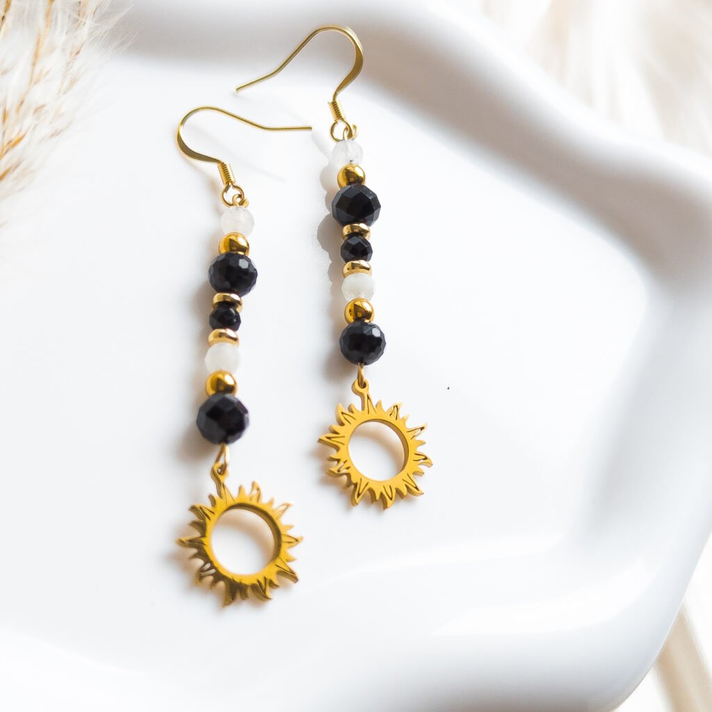 Celestial Balance Tourmaline & Moonstone Earrings