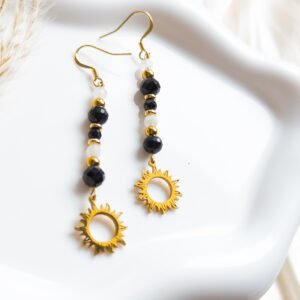 Celestial Balance Tourmaline & Moonstone Earrings