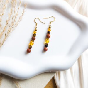 Golden Abundance Gemstone Dangle Earrings
