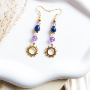 Celestial Harmony Gemstone Sun Earrings