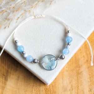 Aquamarine Cord Bracelet with Macrame Closure