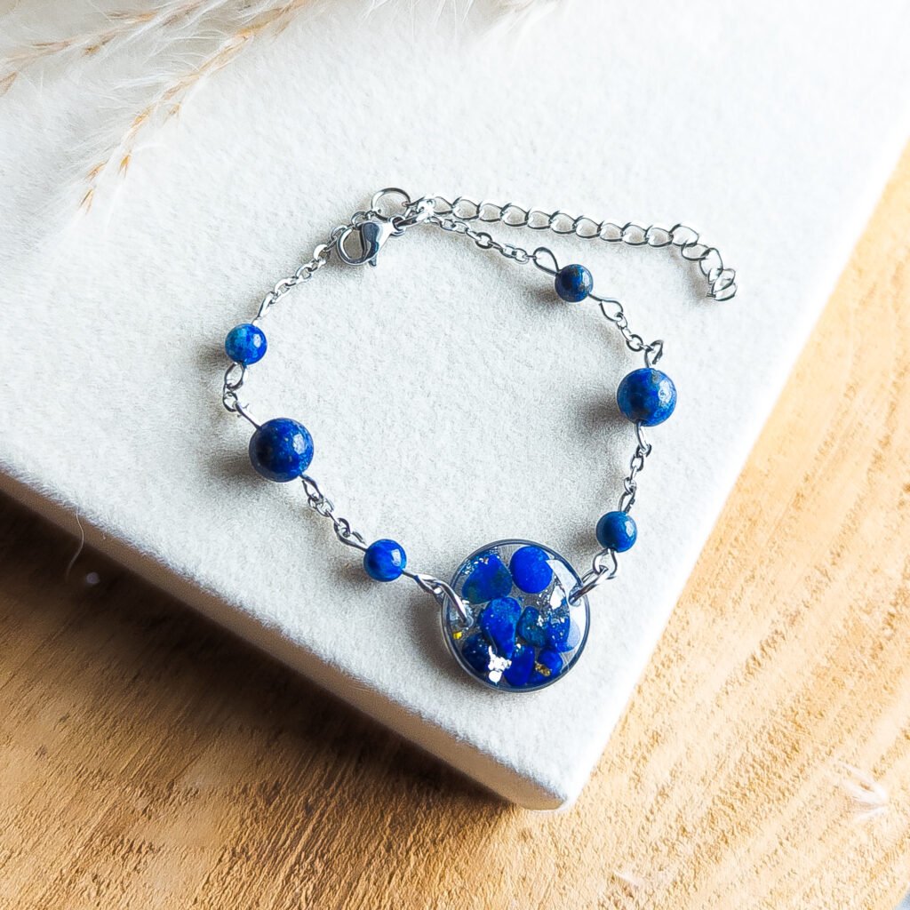 Lapis Lazuli Silver Chain Bracelet