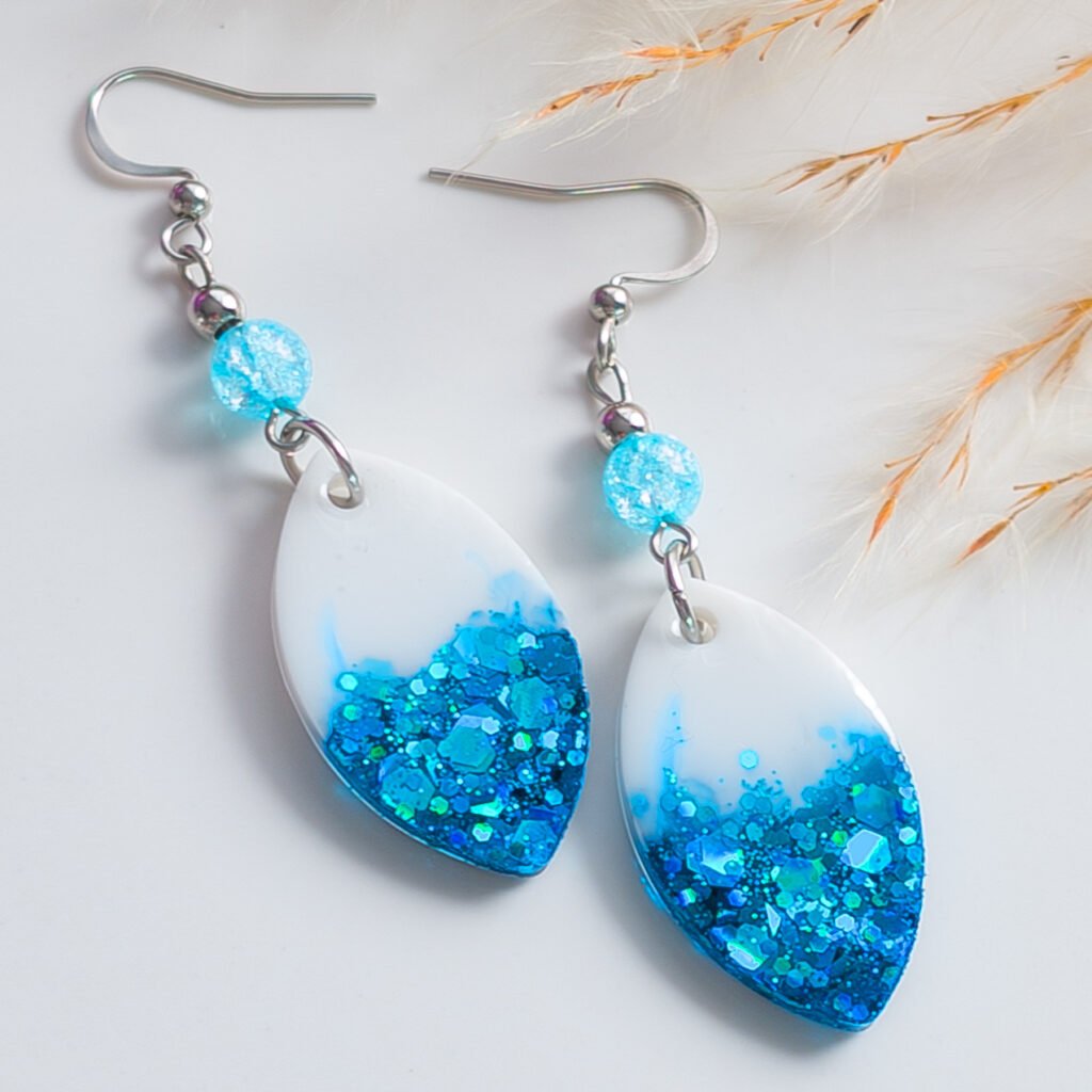 Ocean Blue Holographic Glitter Earrings