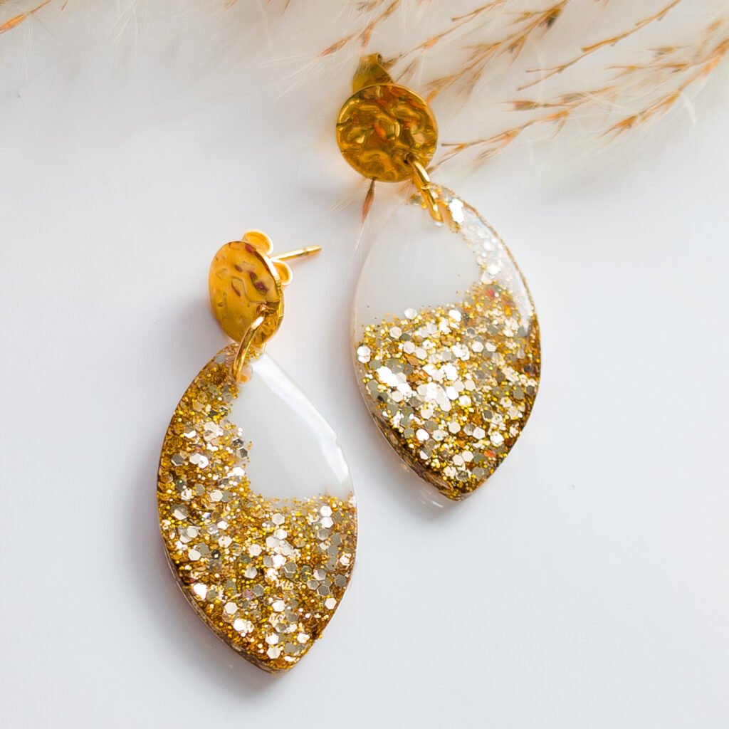 Champagne Gold Glitter Marquee Earrings