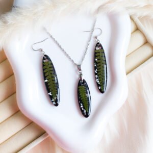 Forest Fern Silver Flake Jewellery Set