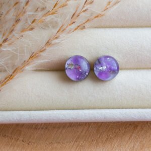 Amethyst Crystal White Background Stud Earrings