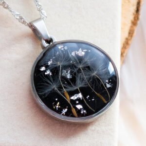 Silver Dandelion Seed Round Necklace