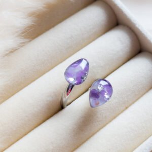 Amethyst Teardrop Duo Adjustable Ring