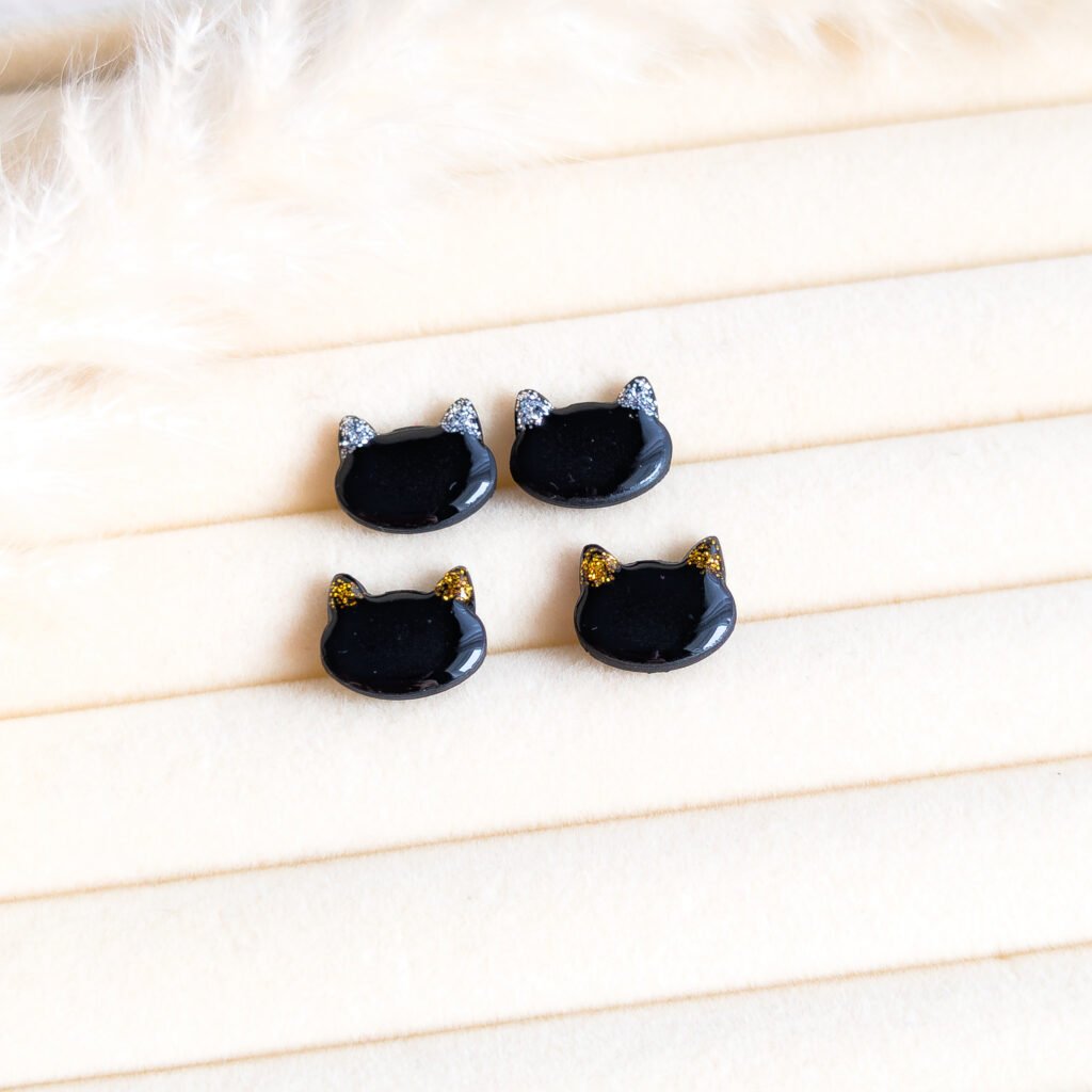 Shimmering Cat Ear Stud Earrings