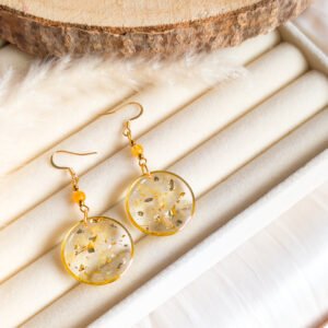Natural Citrine Gold Flake Earrings