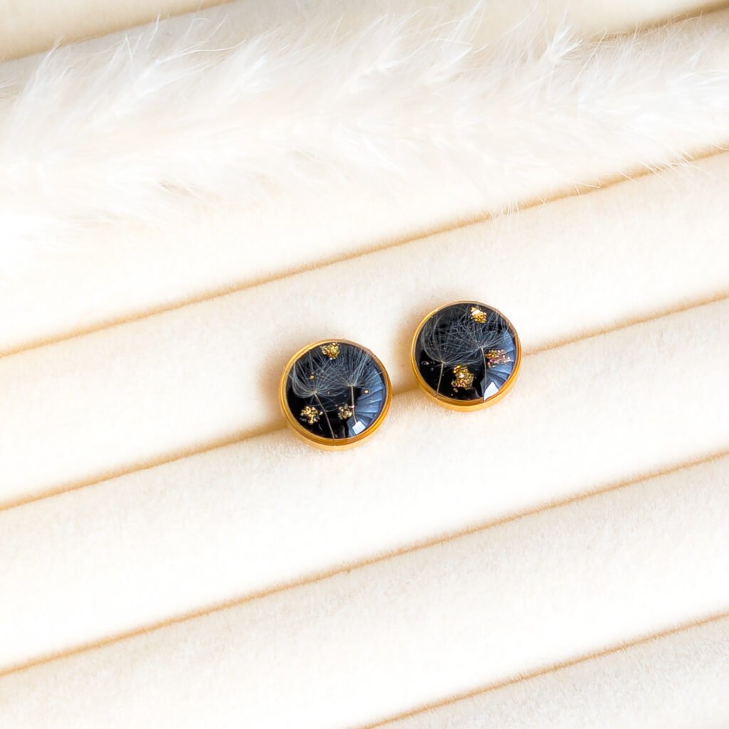 Round Dandelion Seed Resin Studs