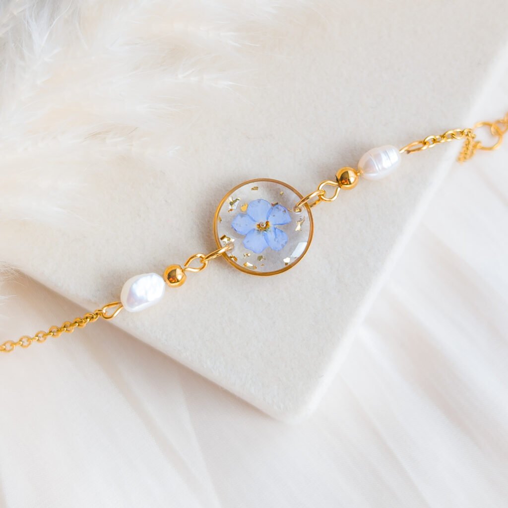 Forget-Me-Not & Freshwater Pearl Bracelet