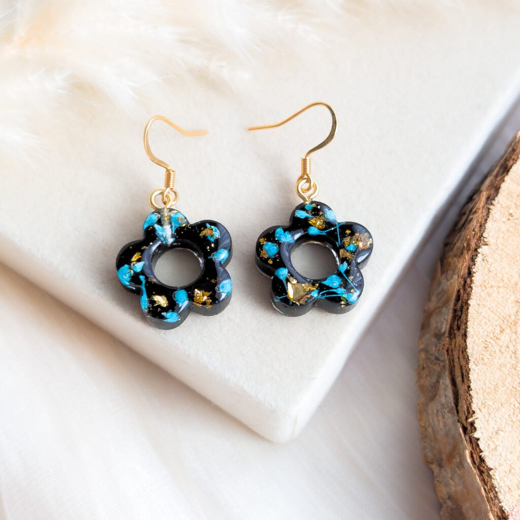 Black Floral Bloom Earrings