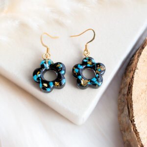 Black Floral Bloom Earrings