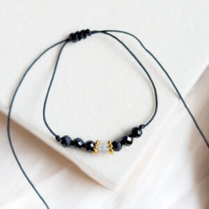 Protection & Intuition: Tourmaline & Moonstone Cord Bracelet