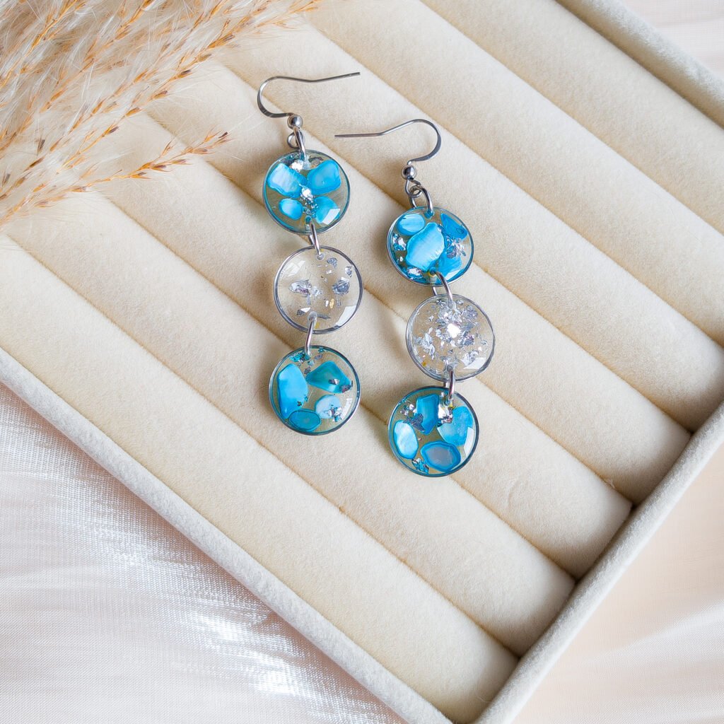 Shimmering Sea Shell Triple Drop Earrings
