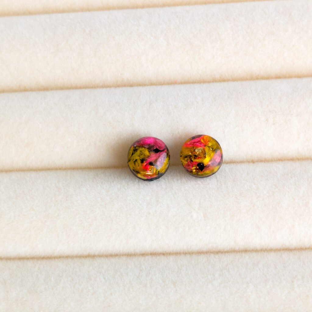 Yellow Pink Baby’s Breath Studs
