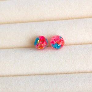 Pink Turquoise Petal Stud Earrings