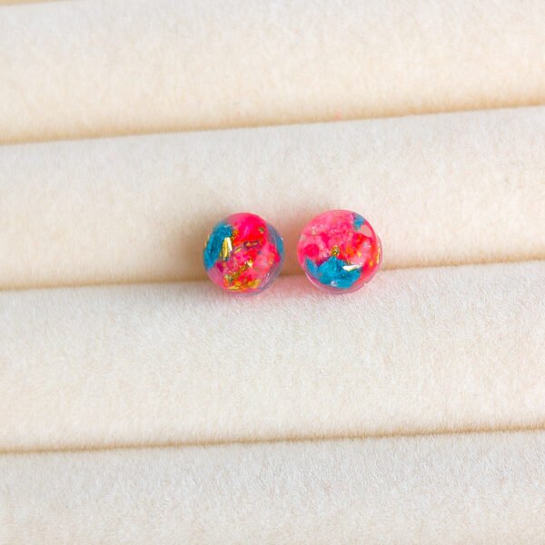 Pink Turquoise Petal Stud Earrings