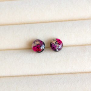 Dark Fuchsia Shimmer Stud Earrings