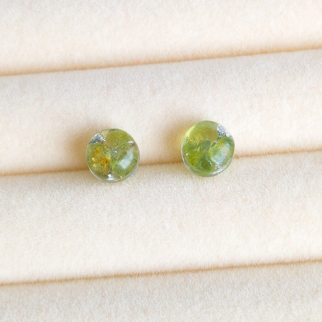 Peridot Silver Fleck Stud Earrings