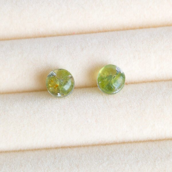 Peridot Silver Fleck Stud Earrings