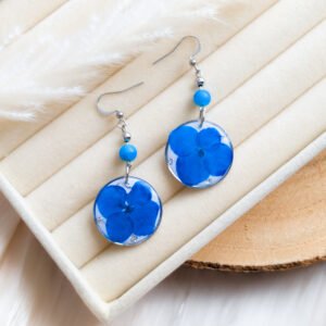 Blue Hydrangea Dangle Earrings