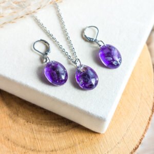 Amethyst Purple Resin Jewellery Set