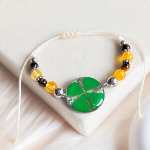 Four-Leaf Clover Citrine Tiger's Eye Bracelet