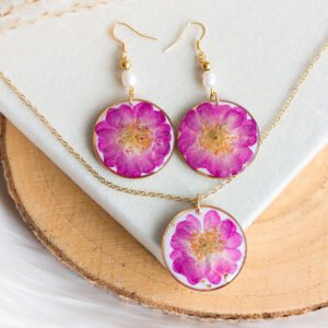 Pink Rose & Pearl Jewellery Set