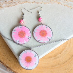 Pink Daisy Jewellery Set
