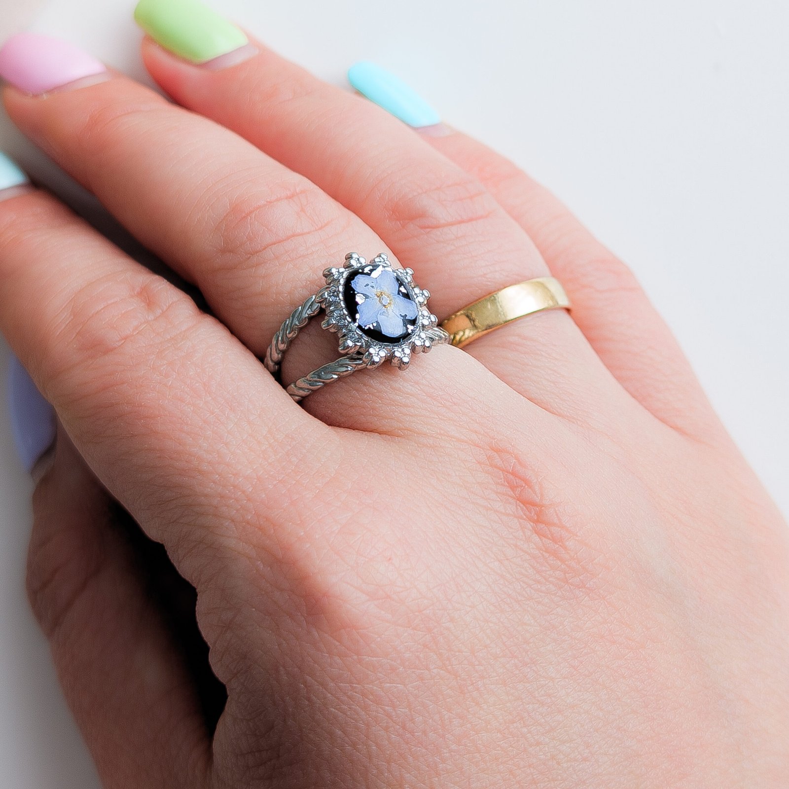 Adjustable Forget-Me-Not Ring - Image 4