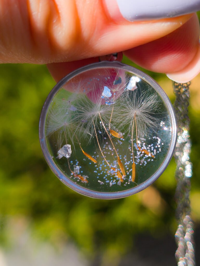 Dandelion Seed Necklace with Glitter